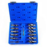 Annular Cutter Set 13pcs,1''Cutting Depth,3/4'' Weldon Shank,( 7/16,1/2,9/16,11/16,5/8,3/4,13/16,7/8,15/16,1,1-1/16)inch Cutting Diameter Annular Cutters,OSCARBIDE HSS Mag Drill Bits Kit for Magnetic Drill Press with 2 pcs Pilot Pin