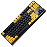 Programmable Mechanical Keyboard 87 Key with Tactile - Color Mixing Double Shot PBT Keycaps - Cherry Mx Brown Switches Keyboard for Office Work Games and Daily Use (Black)