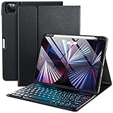 iPad Pro 11 inch Case with Keyboard - 7 Color Backlit Detachable Bluetooth Keyboard for iPad Pro 11-inch 2022(4th Generation)/2021(3rd Gen)/2020(2nd Gen), iPad 11 Pro Case with Pencil Holder, Black