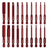 Amartisan 20-Piece Hex Head Allen Wrench Drill Bit Set, Metric and SAE S2 Steel Hex Bits Set, Magnetic Tips, 2.3' Long With Storage box