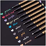 Dyvicl Metallic Marker Pens - Set of 10 Medium Point Metallic Markers for Rock Painting, Black Paper, Card Making, Scrapbooking Crafts, DIY Photo Album