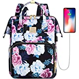 Laptop Backpack,15.6 Inch Stylish College School Backpack with USB Port,Water Resistant Casual Daypack Laptop Backpack for Women/Girls/Business/Travel (Flower6)