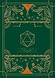 RPG journal: Mixed paper: Ruled, graph, hex: For role playing gamers: Notes, tracking, mapping, terrain plans: Vintage dark green dice deco cover design