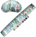 French Koko Keyboard and Mouse Wrist Rest Support Arm Wrist Pad Cactus Print Comfort Gel Memory Foam Desk Home Office School Computer Laptop Non Slip Cute Comfortable Ergonomic Women Green Cute Cactus