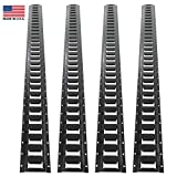 Pit Posse 11015BK-4 E-Track Horizontal 5' ft Rails for Tie Downs (4 Pack) Made in USA Heavy Gauge Steel Adjustable Powder Coated Black - Flatbed Truck Cargo Van or Enclosed Trailer (5 Foot/4-Pack)