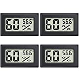 4-Pack Mini Digital Thermometer Hygrometer Indoor Humidity Temperature Meters Gauge AikTryee Hygrometer wiht LCD Display Fahrenheit (℉) for Humidors Greenhouse Garden Cellar Closet Guitar Case