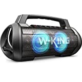 W-KING 70W Bluetooth Speakers, IPX6 Waterproof Bluetooth Speaker Loud with Lights/Deep Bass/42H Playtime/EQ/Power Bank, Outdoor Karaoke Portable Party Speaker with Microphone Slot for Beach/Trips(D10)
