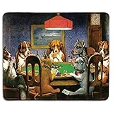 dealzEpic - Art Mouse Pad - Natural Rubber Mouse Pad w/ Printing of Dogs Playing Poker by Cassius Marcellus Coolidge - Stitched Border - 9.5x7.9 inches