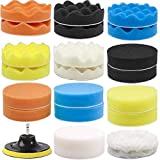 GOH DODD 4 Inch 24 Pieces Buffing Polishing Pads, Car Foam Drill Polishing Pad Kit Sponge Pads Buffer Polisher Kit Headlight Restoration Kit with Wool Pads for Car Polishing, Waxing and Cleaning