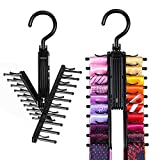 IPOW Upgraded 2 PCS See Everything Cross X 20 Tie Rack Holder,Rotate to Open/Close Tie and Belt Hanger With Non-Slip Clips,360 Degree Swivel Space Saving Organizer