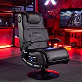 X Rocker Pro Leather Lounging Video Gaming Pedestal Chair with Vibration, Wireless Audio, 2 Speakers & Subwoofer, Ergonomic Lumbar, Neck Support, Armrests, Tilt & Swivel, Comfortable, Foldable, Black