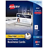 Avery Clean Edge Printable Business Cards with Sure Feed Technology, 2' x 3.5', Glossy White, 200 Blank Cards for Inkjet Printers (08859)