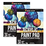 Acrylic Paper Pads (Set of 2) - 24 Acrylic Sheets 9x12 inch - 400gsm - Acid-Free Painting Paper - Easy Removable Pages - Art Pad with Acrylic Art Paper for Drawing and Painting