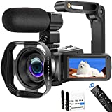 Video Camera 4K 60FPS HD 48MP 18X Digital Camcorder 3.0' HD Touch Screen Video Camera for YouTube IR Night Vision Camcorder Vlogging Camera with Foldable Handheld Stabilizer and Remote Control