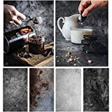 Food Photography Backdrop Paper Concrete 2 Pack 22x35Inch/ 56x86cm Black Photo Background Double Sided for Flat Lay Product Photoshoot Tabletop Pictures Props, 4 Pattern