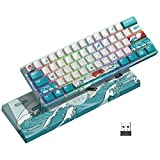 HITIME XVX M61 60% Mechanical Keyboard Wireless, Ultra-Compact 2.4G Rechargeable Gaming Keyboard, RGB Backlit Ergonomic Keyboard for Windows Mac PC Gamers(Coral Sea Theme, Gateron Red Switch)