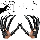 Halloween Articulated Fingers - 1 Pair 3D Printed Articulated Finger Extensions, Flexible Scary Skeleton Bone Claw Hand, Halloween Cosplay Accessories