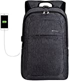 KOPACK Laptop Backpack Men Women USB Port Slim Business Computer Backpack Anti-Theft Water Resistant Travel Laptop Bag Lightweight 15 15.6 inch Dark Gray