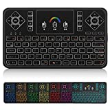 Mini Wireless Keyboard,Q9 Mini Keyboard with Touchpad,Colorful Backlit Small Wireless Keyboard,Mini Rechargeable Handheld Remote Keyboard for PC,Raspberry Pi 4, Android TV Box,KODI,Windows 7 8 10