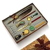 n/a Classic Retro Calligraphy Feather Pen Wax Ink Seal Stamp Set Vintage Wood Dip Pen Students Metal Fountain Pen School Supplies (Color : D)
