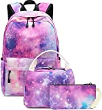 BTOOP Girls School Backpack Galaxy Schoolbag fit 15inch Laptop Bookbag Insulated Lunch bag for Teens Boys Kids Travel Daypack