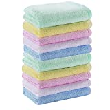 Multicolor Small Bamboo Washcloths Set 10 Pack for Newborn Baby Bath Hand Towel and Face Cloths or Bathroom-Kitchen Multi-Purpose Soft-Comfortable Absorbent Fingertip Towels 10'' x 10'' (Multicolor)