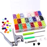 Hight Quality 384Pcs 24 Colors Plastic T5 Snap Buttons with Snaps Pliers Set, Plastic Snaps Hand Tool Snaps Fastener Perfect for Clothes, Cloth Diapers with Organizer Storage Containers
