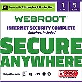 Webroot Internet Security Complete | Antivirus Software 2023 | 5 Device | 1 Year Subscription for PC/Mac/Chromebook/Android/IOS +Password Manager, Performance Optimizer & Cloud Backup + Auto Renewal