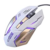 Gaming Mouse Wired fit to Ergonomic Laptop PC Computer Mouse USB Pro Gaming Mice with Adjustable 3200 DPI Programmable Breathing Lights 4 Buttons use to Gaming Business Home White Color by SOON GO