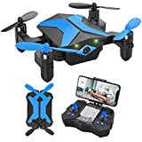 Mini Drone with Camera - Drones for Kids Beginners , RC Quadcopter with App FPV Video, Voice Control, Altitude Hold, Headless Mode, Trajectory Flight, Foldable Kids Drone, Boys Gifts Girls Toys-Blue
