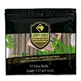 Lucky Eagle Pre Rolled Cones - Hand Rolled Palm Leaf Rolls With Corn Husk Filter - Natural Pre-Wrapped, Organic Slim Wraps, 25 Rolls (Slim)