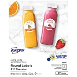 Avery Printable Waterproof Round Labels with Sure Feed, 2.5' Diameter, White, 72 Customizable Labels (22856)