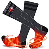7.4V Heated Socks Men Women for Toes Hunting Heater Rechargeable Battery Operated Heated Socks for Skiing Electric Thermal Heat Winter Socks Foot Warmers Gift for Christmas (Grey, Large)