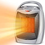 Portable Electric Space Heater 1500W/750W Personal Room Heater with Thermostat, Small Desk Ceramic Heater with Tip Over and Overheat Protection ETL Certified for Office Indoor Bedroom ( Silver )