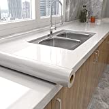 Shiny White Wallpaper Peel and Stick Wallpaper Glossy Self Adhesive Removable Wallpaper,15.8' X 118'Waterproof Countertop Paper White Contact Paper for Cabinet Countertop Furniture Kitchen Vinyl Film