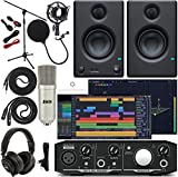 Mackie Onyx Artist 1-2 Audio Interface With Music Production Software Pack, Eris 3.5 Pair Studio Monitors, Condenser Studio Microphone, XLR, Headphones, Mic Stand