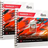 Acro Color Marker Paper Sketchbook - Marker Sketchbook with Bleedproof Smooth Coated Art Paper, 120 GSM 80 LBS - Marker Pad for Alcohol Markers, Sketching, Drawing - 8.11 x 8.5 Inch | 50 Sheets, 2 Pack