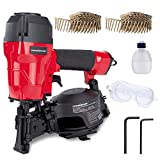 POWERSMART Roofing Nailer, 3/4' to 1-3/4' Pneumatic Roofing Nail Gun, 15° Coil Nailer, 120 Nails Capacity Magazine, Coil Nailer Kit, Safety Goggles, 240 PCS Nails Included, PS6110