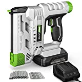 Cordless Brad Nailer 20 V, PHALANX 18 Gauge 2-in-1 Nail Gun/ Staple Gun Battery Powered, Finish Nailer with 2.0 Battery and Charger, 800 Nails and 800 Staples for Upholstery, Carpentry and WoodWorking