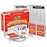 Canasta Playing Cards Game Set That Includes Your Canasta Accessories: 2 Deck of Canasta Cards with Point Values, a Revolving Tray Holder, and 50 Sheet Personalized Canasta Score Pad by All7s