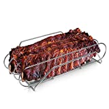 Extra Long 304 Stainless Steel Rib Rack, G.a HOMEFAVOR Smoker Roasting Stand, Holds up 3 Full Racks of Ribs for 18' or Larger Grills (15.8' /40cm Length)