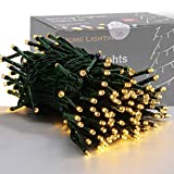 Home Lighting 66ft Christmas Decorative Mini Lights, 200 LED Green Wire Fairy Starry String Lights Plug in, 8 Lighting Modes, for Indoor Outdoor Xmas Tree Wedding Party Decoration (Warm White)