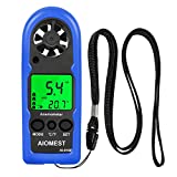 Digital Anemometer, Mini Handheld Wind Speed Gauge Measuring Air Flow Velocity Temperature, Weather Velometer with Max/AVG/Current Wind Chill for HVAC Shooting Sailing