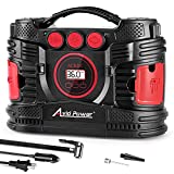 AVID POWER AC/DC Portable Tire Inflator Air Compressor for Home 110V & Car 12V, with Dual Powerful Motors for Fast Inflation, Electric Car Tire Pump with Digital Pressure Gauge for Many Inflatables