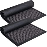 Sierra Concepts Heavy Duty 2-Pack Front Door Mat - Welcome Rug Doormat - Floor, Indoor Outdoor Entrance Mats, Entryway, Inside Outside Waterproof, Porch, Garage, 30' x 17' Gray Chain-Link Pattern