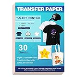 Tenare Inkjet Iron-on T Shirts Transfer Paper Printable Heat Transfer Vinyl Heat Transfer Paper DIY for Dark and Light Fabric (50 Sheets)