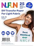 NuFun Activities Heat Transfer Paper for T Shirts, Light Fabrics, Inkjet Printable Iron-On Heat, 8.5 x 11 inch, Make Your own Custom T-Shirt (25 Sheets)