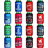 Beer Can Sleeves Beer Can Coolers Funny Quotes Neoprene Drink Cooler Sleeves for Cans and Bottles (4.9 x 3.7 Inch, 8)