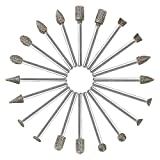 60 Grit 20Pcs 𝗗𝗶𝗮𝗺𝗼𝗻𝗱 𝗕𝘂𝗿𝗿 𝗦𝗲𝘁 - GOXAWEE Rotary Grinding Burrs Engraving Bits Set with 1/8-inch Shank, Diamond-Coated Stone Carving Accessories Bit Universal Fitment for Rotary Tools