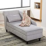 Yongqiang Storage Chaise Lounge Indoor Upholstered Sofa Recliner Lounge Chair for Living Room Bedroom Gray Velvet (Left Armrest)
